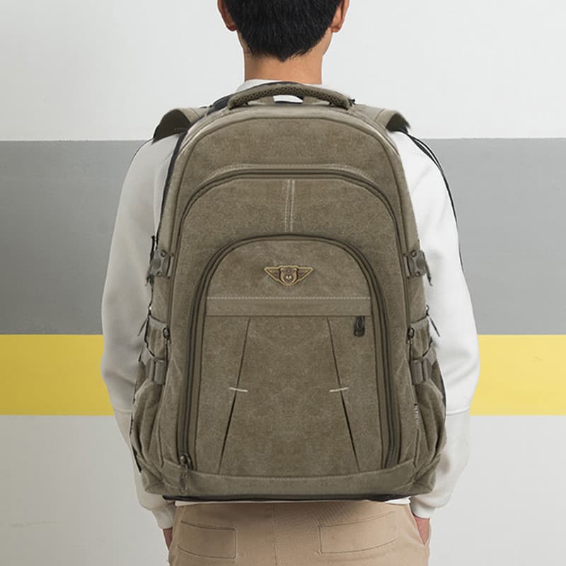 メンズリュック 多機能収納 耐久性キャンバスリュック